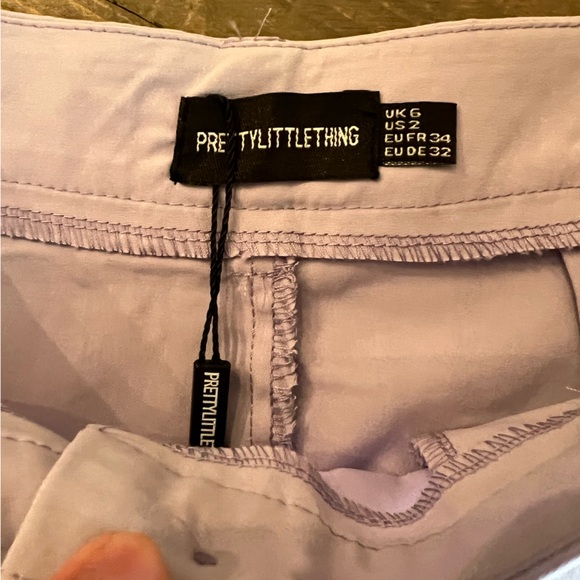 PRETTYLITTLETHING Lilac Peach Skin Straight Leg Trousers Size 2 NWT - Picture 6 of 9